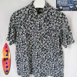 RALPH LAUREN Polo Mens XL Hawaiian Floral Navy Polo Golf Shirt  