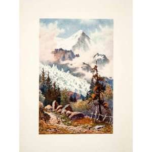   Chamonix J. Hardwicke Lewis Mountain Trees   Original Color Print