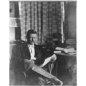  ,Teddy,reading,office,books,riding boots,c1903