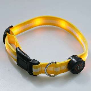LED Dog Pet Flashing Light Up Safety Collar Yellow  