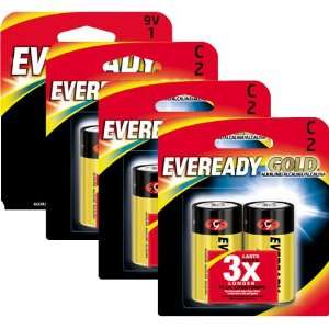  Eveready Gold   One 9 Volt & Six pack C Battery Bundle 