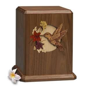 Hummingbird Dimensional Heirloom Walnut Wood Cremation Urn  