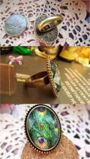 Ancient & Peacock Feather Rhinestone Retro Style Rings w33 great gift 