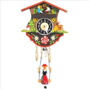  Black Forest 0110SQ Clock with Swinging Girl and Chimes 