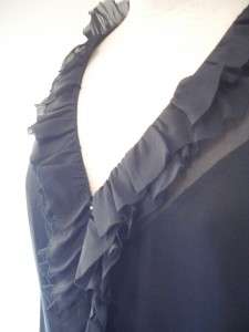 ROMANTIC CHIC*** REBECCA TAYLOR Ruffled BLACK Blouse TOP  on 