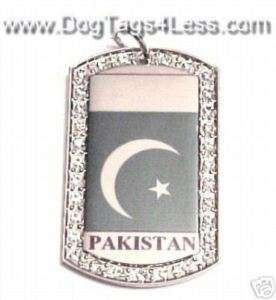 PAKISTAN ICED FLAG Charm PAKISTANI Dog Tag + FREE Chain  