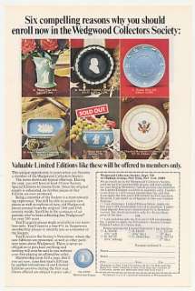 1976 Wedgwood Collectors Society Limited Editions Ad  