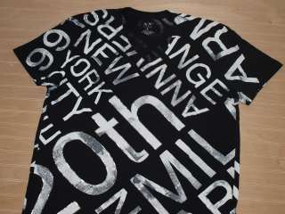 Armani Exchange AXX 20th Bold Letter V neck T Shirt Black NWT  