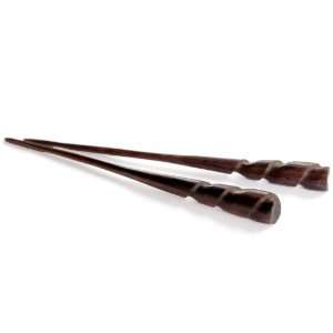  Large Spiral Chop Stick Style Wood Hair Sticks / Hair Pin 