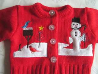   SNOWMAN EMBROIDERED WINTERY SCENE fits American Girl & Chatty Cathy