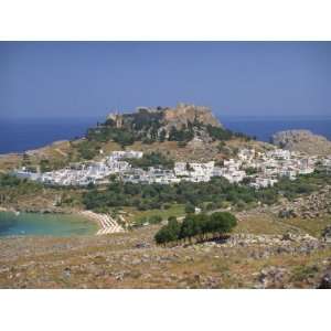 Town and Acropolis of Lindos Town, Rhodes, Dodecanese Islands, Greek 