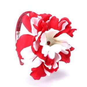  Red Hard Headband with Red White Peony Beauty