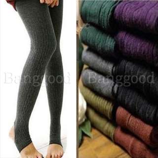 Womens Warm Winter Knit Slim Stretchy Thick Tight Pants Opaque 