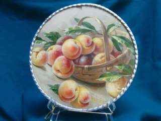   Cover* Basket of Ripe Peaches,Metal Frame & Chain,Glass Cover  