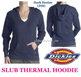 Dickies Women Lady SLUB THERMAL HOODIE Top Shirt DENIM  