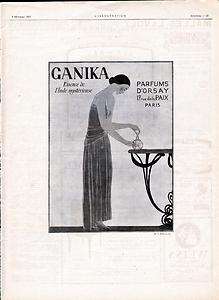 1923   GANIKA Perfume, French Ad by A.E. Marty  