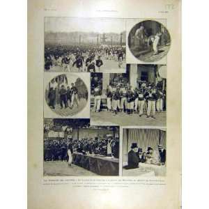  1904 Army March Soldiers Concorde Paris France Print