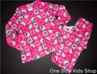 HELLO KITTY Girls 2T 3T 4T Flannel Pjs Set PAJAMAS Shirt Pants PINK 