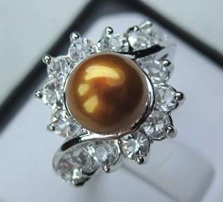 Fancy New 18K gold plated Freshwater pearl Ring size 7.5  