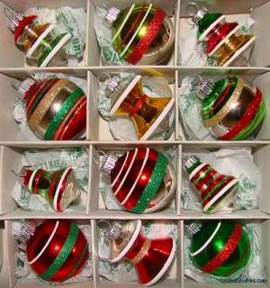   Christopher Radko Mini Classic Christmas Ornaments Balls Spools Bell