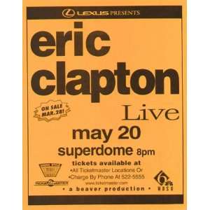  Eric Clapton New Orleans Original Concert Poster