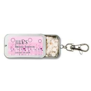 Wedding Favors Pink Spring Bulb Design Personalized Key Chain Mint Tin 