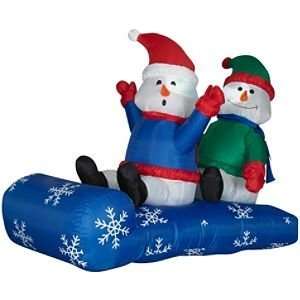   Two Snowmen on a Sled  Hands up Hats on  Patio, Lawn & Garden
