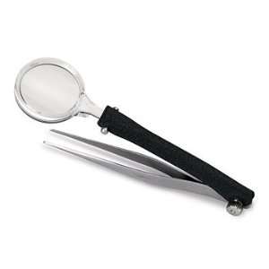  Stainless Steel 4.5x Magnifying Tweezers   Professional 