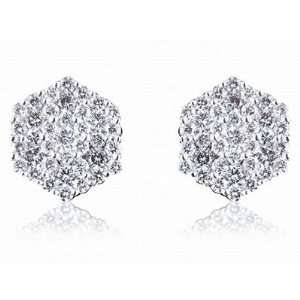  Prong Set Round Brilliant Diamond Fancy Cluster Studs in 