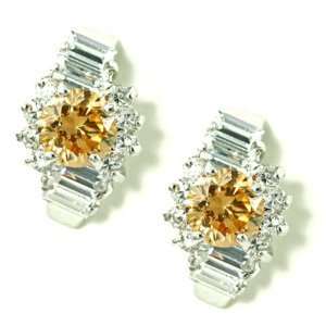   and White CZ Diamond Clustered Small Half Hoop Stud Earrings Jewelry