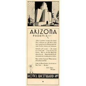  1932 Ad W F Olsen Arizona Phoenix Hotel Westward Travel 