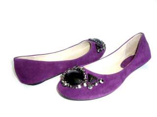 New Purple Suede Stone Casual Flat Womens Shoes  