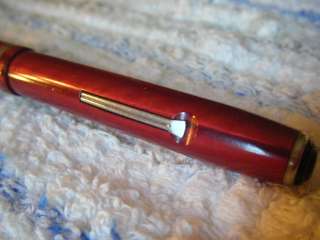 Nice Cond 1940s Esterbrook RED Figured Ice Fountain Pen w Nib No 