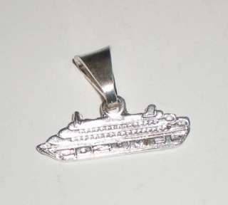 Small Sterling Silver .925 Cozumel Cruise Ship Pendant  