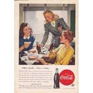  1946 Coca Cola Ad Young Ladies Lunch on Train Original Coke Ad 