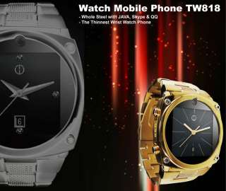   GB Thinnest Wrist Whole Steel Watch Mobile Phone JAVA,Skype,QQ  