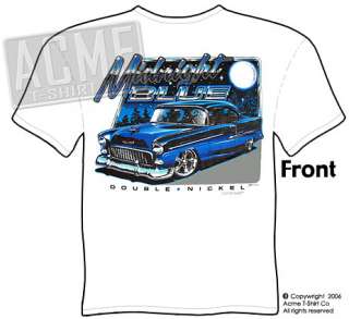 Midnight Blue 1955 Chevy 55 Classic Car T Shirt, 3XL  