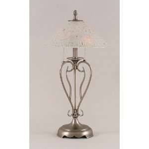  Olde Iron 2 Light Table Lamp w 16 in. Frosted Crystal 