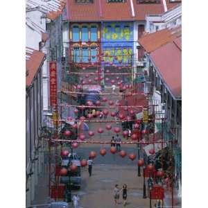  Painted Houses and Decorations, Chinatown District, Singapore, Asia 