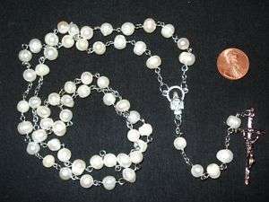 New Real White Fresh Water Pearl Rosary  