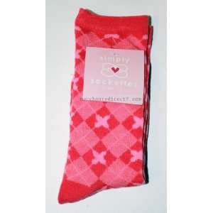 Girls, Simply Sockettes, 1 Pair Pack, Pink & fuschia, Diamond Pattern 