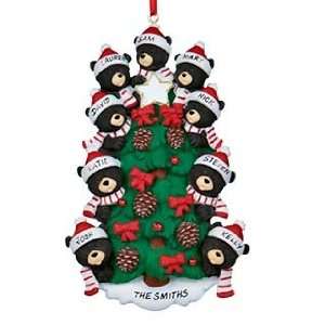   Black Bear Tree Family 9 Christmas Ornament