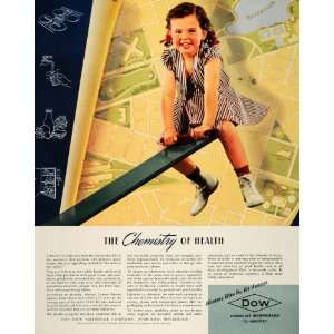  1941 Ad Dow Chemical Child Girl Teeter Totter Seesaw 