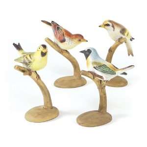   16 Chic Botanical Decorative Bird Figures on Artificial Tree Branches