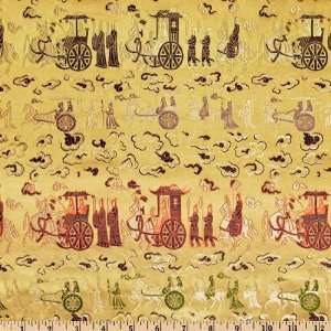  29 Wide Chinese Silk Brocade Parade Tan Fabric By The 