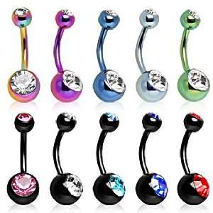 316L Stainless Steel Purple Colorline Belly Button Ring Barbells with 