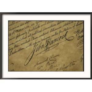  View of John Hancocks Signature on a Reproduction of the Declaration 