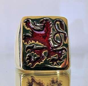 THE RED CREST LION SOLID BRONZE RING SCOTLAND COAT OF ARMS  