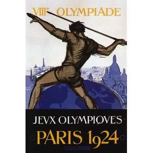 VIII OLYMPIADE JEUX OLYMPIQUES PARIS 1924 SMALL VINTAGE POSTER CANVAS 