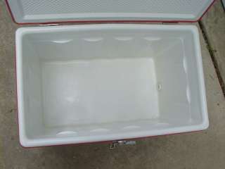 Vintage 1977 Red Coleman Camping Cooler 22 1/2 W x 13 1/2 D x 15 3/4 